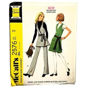 1970 McCall's 2576 Vintage Sewing Pattern Jumper or Tunic & Pants Size 12 Uncut